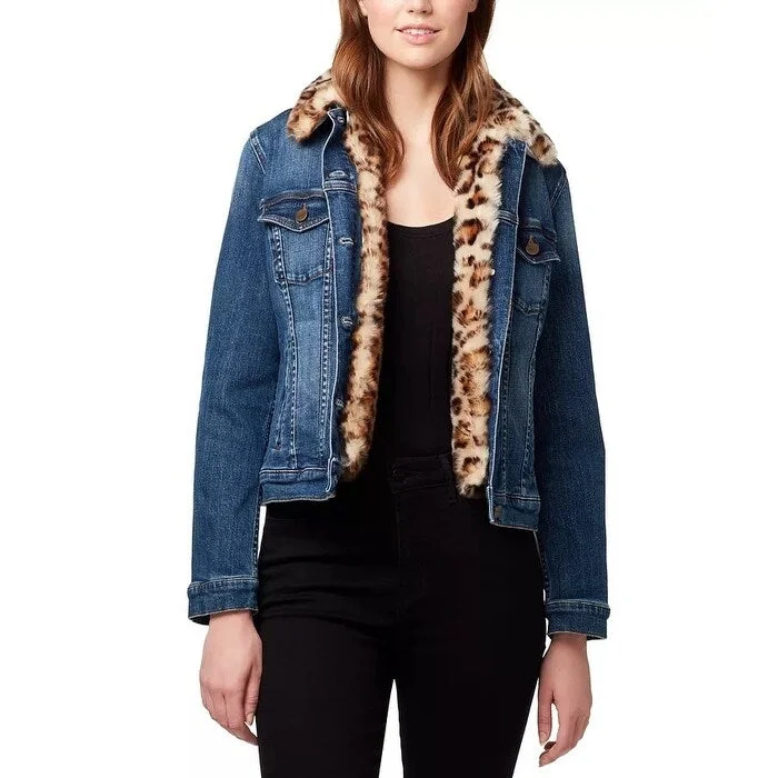 Sanctuary Women's Faux-Fur-Trim Denim Jacket Blue Size Extra Large - X-Large