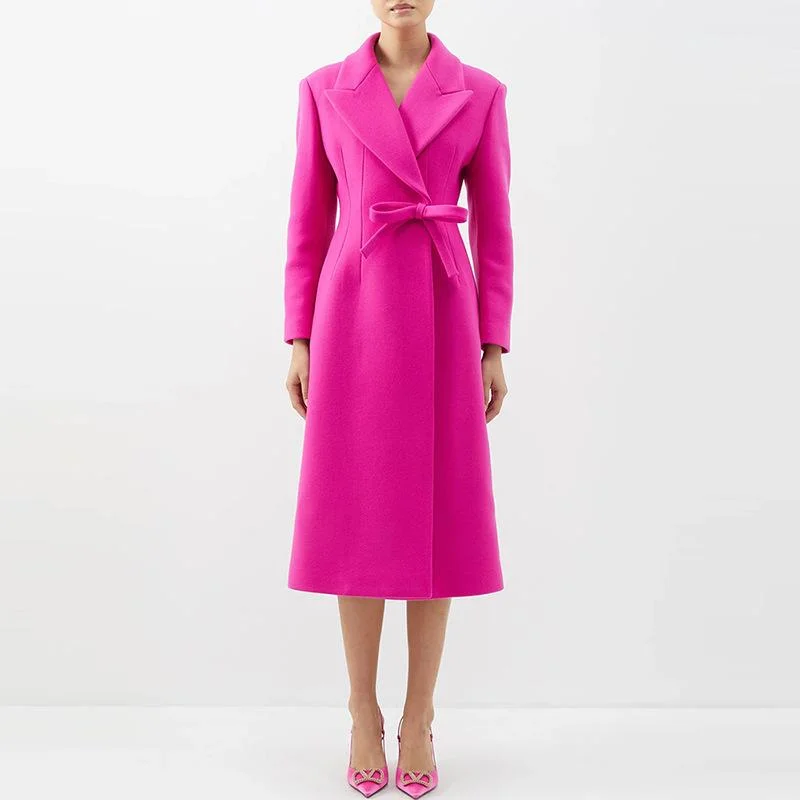 Lacey Pink Bow Tie Pea Coat