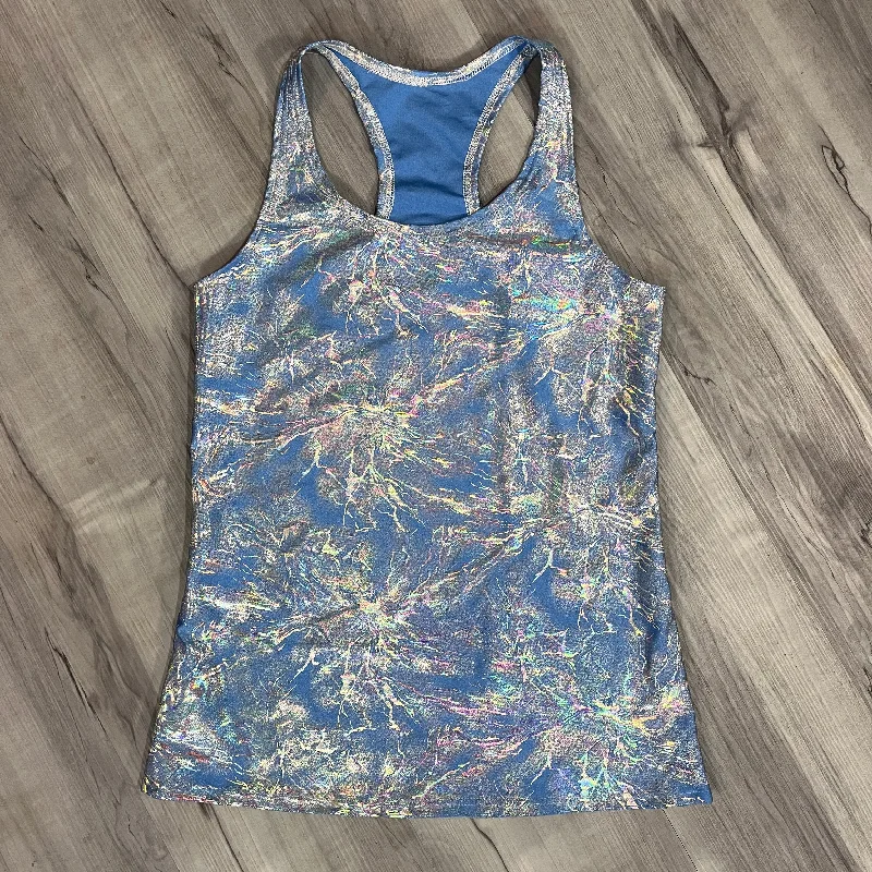 Athletic singletSALE - SMALL - Sky Blue Holographic Racerback Tank